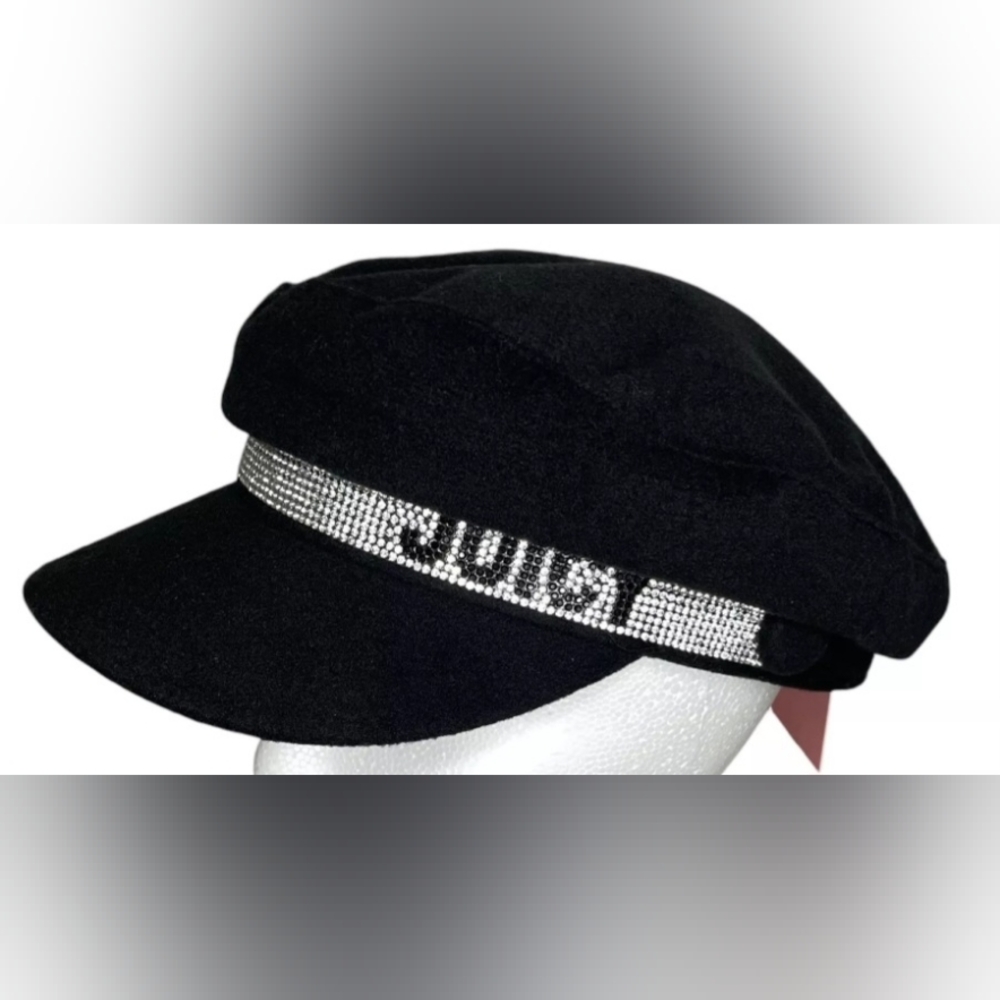 Womens Juicy Couture OG Bling Newsboy Hat Y2K Black